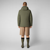 Man's hooded parka Elon in laurel green - Extremely Warm Man | Save The Duck