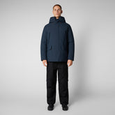 Man's hooded parka Elon in blue black - All weather explorer | Save The Duck