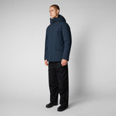Man's hooded parka Elon in blue black - All weather explorer | Save The Duck