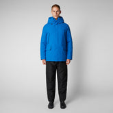 Man's hooded parka Elon in blue berry - Sales Men | Save The Duck