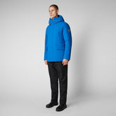 Man's hooded parka Elon in blue berry - Extremely Warm Man | Save The Duck