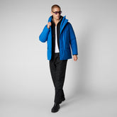 Man's hooded parka Elon in blue berry - All weather explorer | Save The Duck