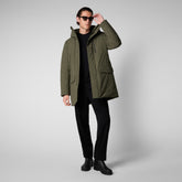 Man's hooded parka Daucus in laurel green | Save The Duck
