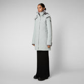 Woman's hooded parka Samantah in frost grey - Parka Woman - Arctic | Save The Duck