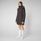 Woman's hooded parka Samantah in brown black - Parka Woman | Save The Duck