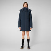 Woman's hooded parka Samantah in blue black - Extremely Warm Woman | Save The Duck
