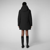 Woman's long hooded parka Soleil in black - Sale | Save The Duck