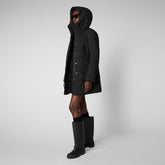 Woman's long hooded parka Soleil in black | Save The Duck