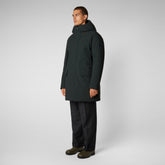 Man's hooded parka Wilson in green black | Save The Duck