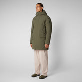 Man's hooded parka Wilson in laurel green | Save The Duck