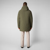 Man's hooded parka Wilson in laurel green - Dusty olive | Save The Duck