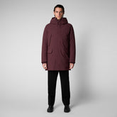 Man's hooded parka Wilson in burgundy black | Save The Duck