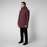 Man's hooded parka Wilson in burgundy black - Sales Men | Save The Duck
