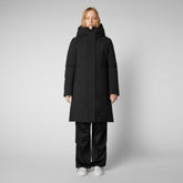 Woman's long hooded parka Sienna in black - Sale | Save The Duck