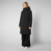 Woman's long hooded parka Sienna in black - Sale | Save The Duck