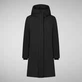 Woman's long hooded parka Sienna in black | Save The Duck