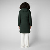 Woman's long hooded parka Sienna in green black - Arctic Woman | Save The Duck